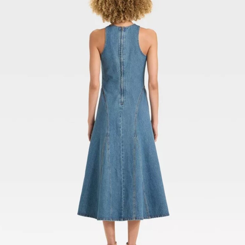 NEW Women's Future Collective Denim Midi Dress Size 6 - Picture 2 of 7